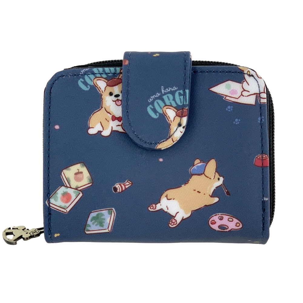 Waterproof Corgi Artist Snap Fold Short Wallet Coin Purse